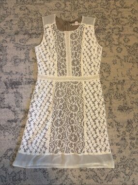 Chelsea & Violet Ivory Floral Lace Sleeveless Mini Dress